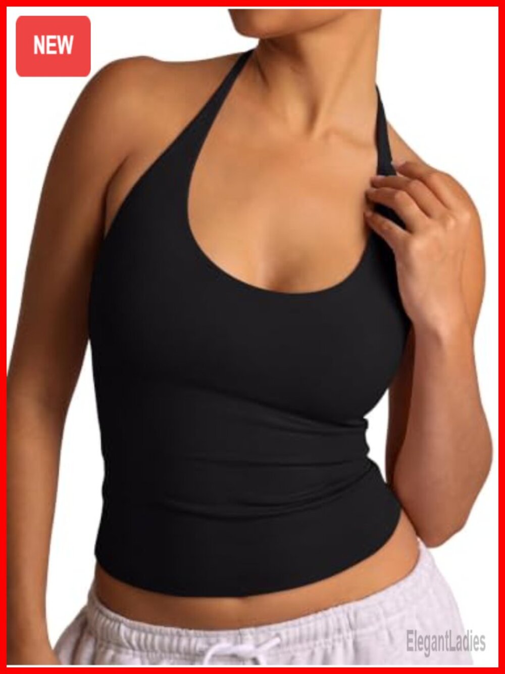 Halter Backless Scoop Neck Summer Tank Top Women's Sleeveless